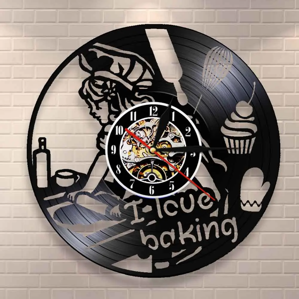 Настенные часы с надписью I Love выпечки декоративные кухонные художественный