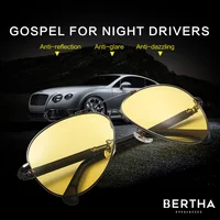 BERTHA Night Sunglasses For Driving Night Vision Anti-reflect Anti Car Headlight Drive Eyeglasses Glare Block Glasses SP9812