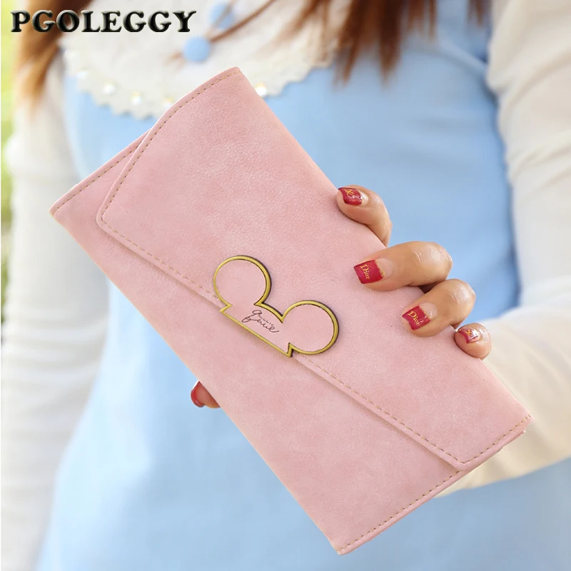 Женские Длинные раздельные кошельки с Микки-Маусом кожаный кошелек косой