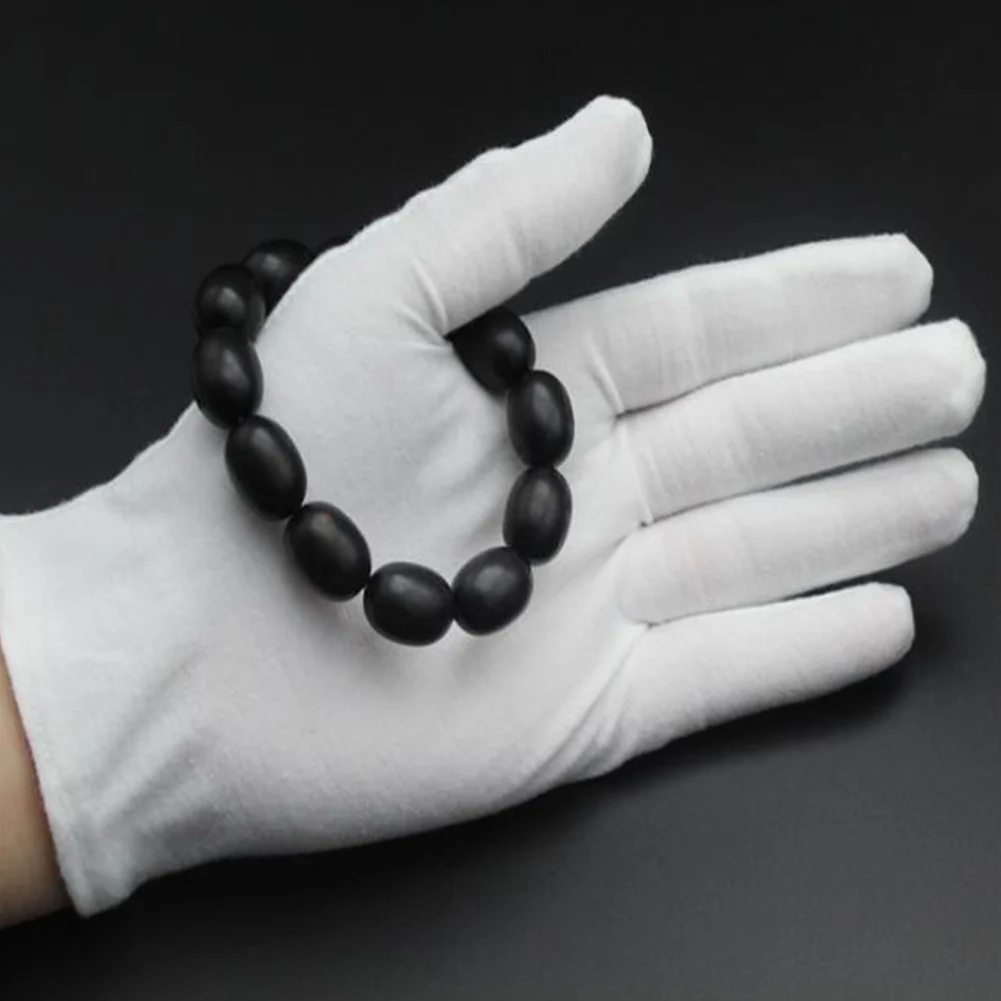 1 пара белые хлопковые перчатки для официанток унисекс работы на полный палец