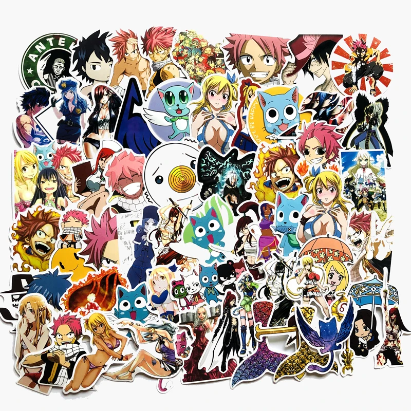 60 шт. японский аниме Fairy Tail ПВХ клейкая водонепроницаемая автомобильная наклейка