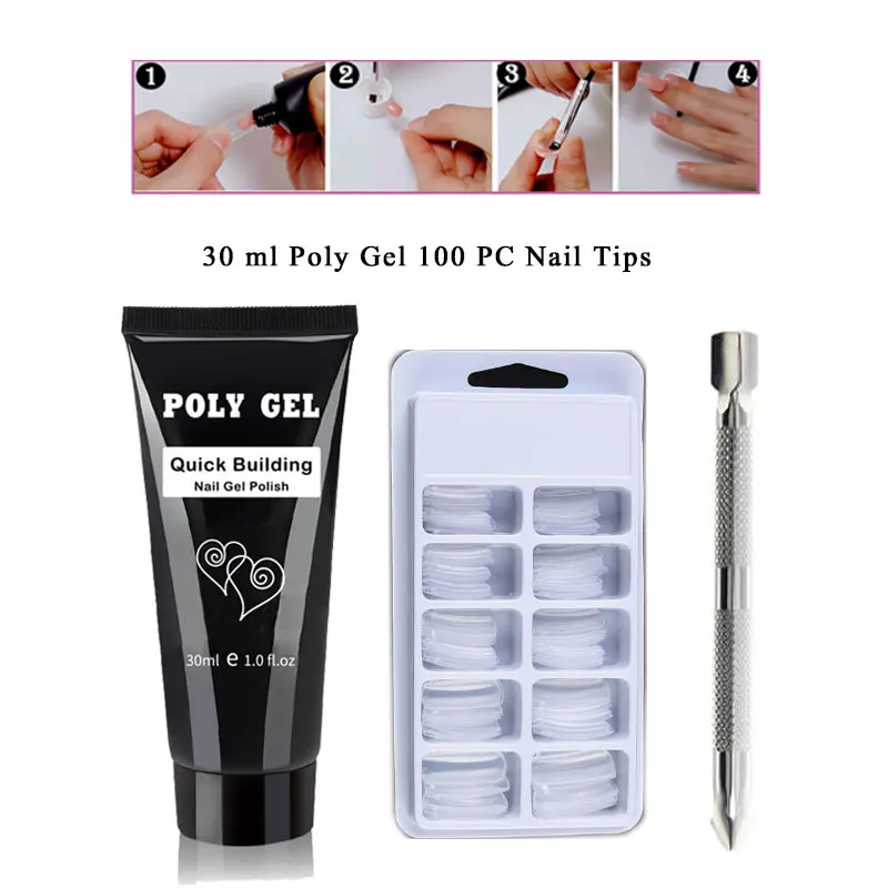 3 шт./компл. поли гель Наборы для нейл арта Французский прозрачный дизайн ногтей