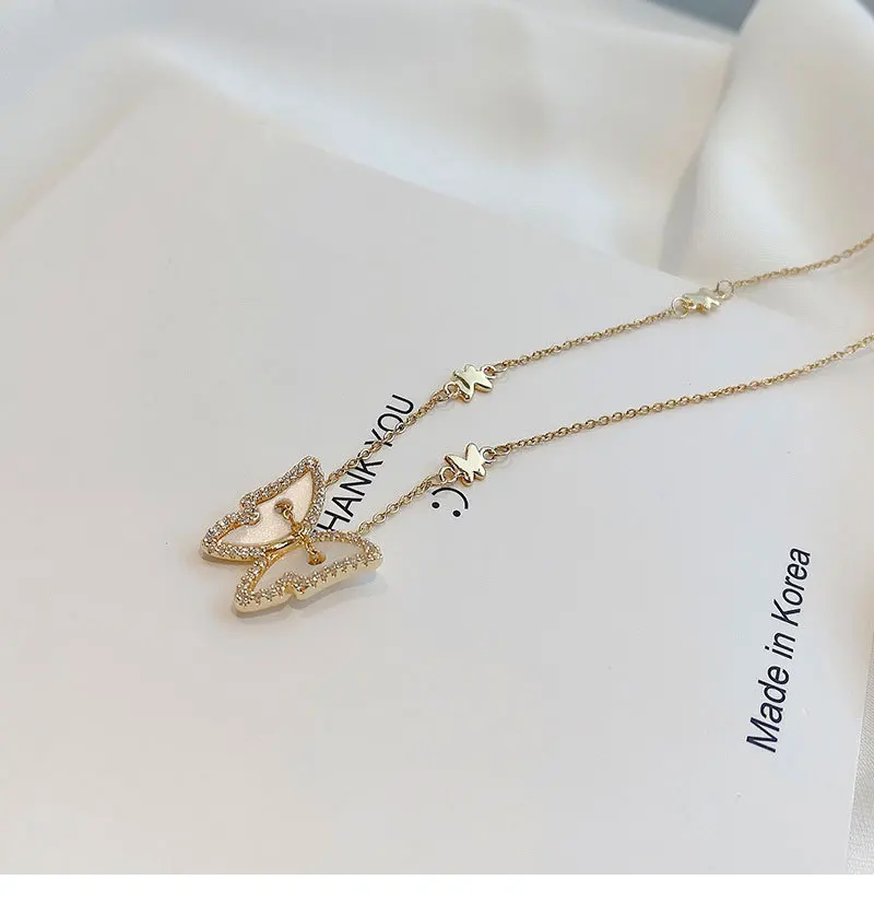 

Trendy Retro Butterfly Necklace Female INS Cold Wind Design Zircon Pendant Clavicle Chain