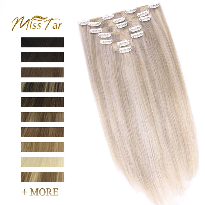 

Straight Clip in Hair Extensions Natural Black To Honey Blonde Coloring Remy Full Head Hair Extension With Clips For Women 120G