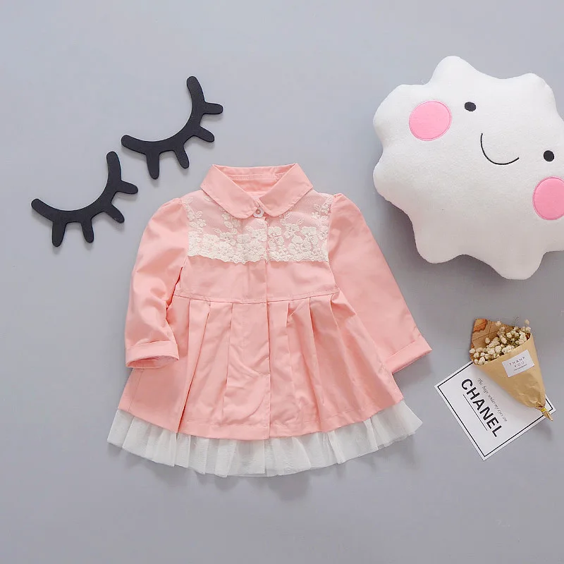 Kpop весеннее розовое милое кружевное пальто принцессы для маленьких девочек