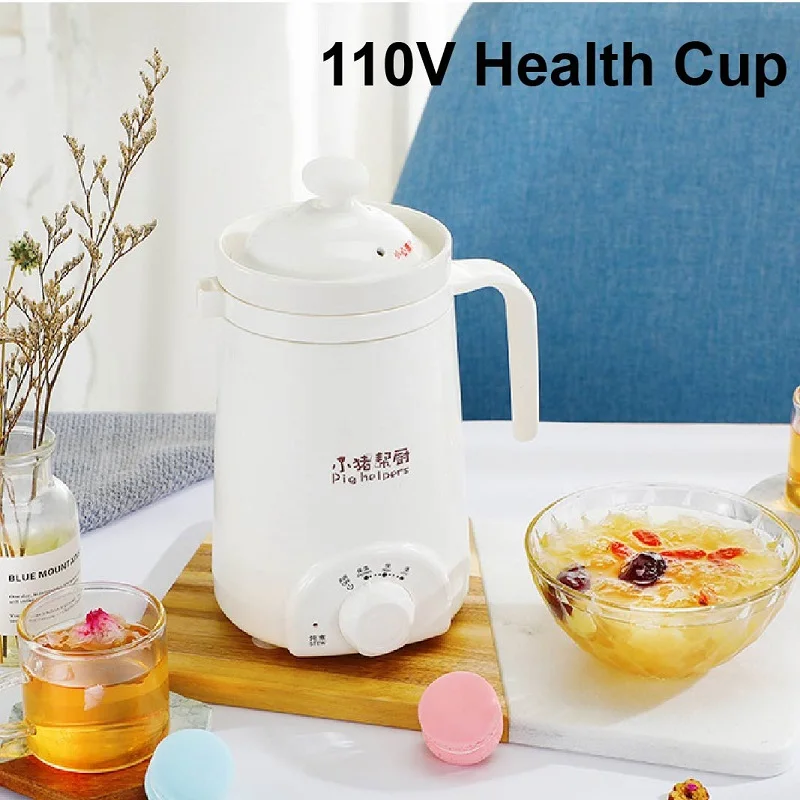 - 110V 220V Health Pot Office Porridge Cup Dormitory Mini Heat Water
Cup Portable Bird's Nest Flower Tea Electric Stew Cup 500ML