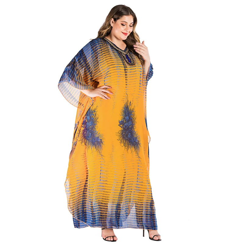 Женское шифоновое платье с V образным вырезом и рукавом летучая