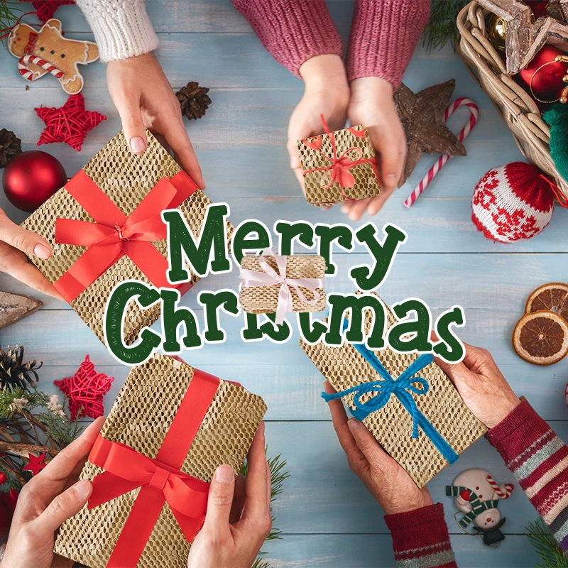 

10M Christmas White Brown Kraft Paper Roll Holiday Gift Wrapping Biodegradable Honeycomb Packing Paper For Breakables Valuables