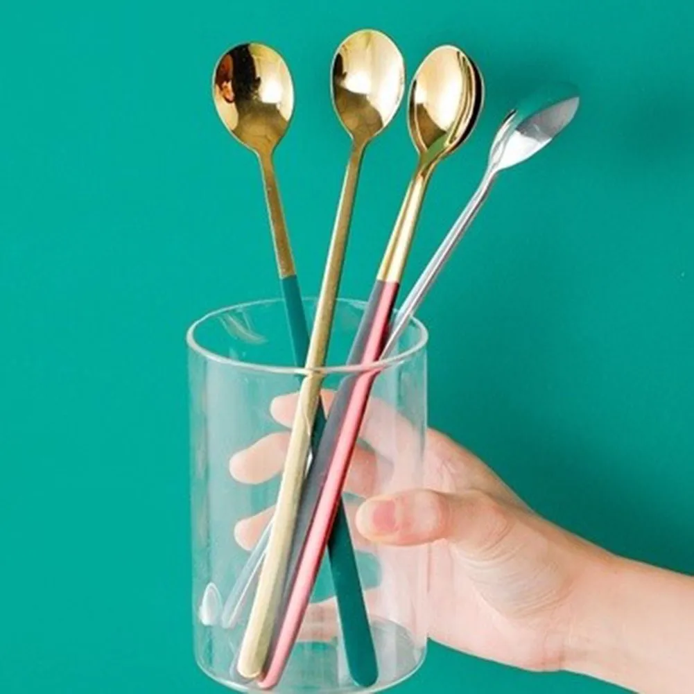 304 Stainless Steel Stirring Long Handle Coffee Spoon Round Head Ice Tea Spoons Kitchen Tableware Supplies | Дом и сад