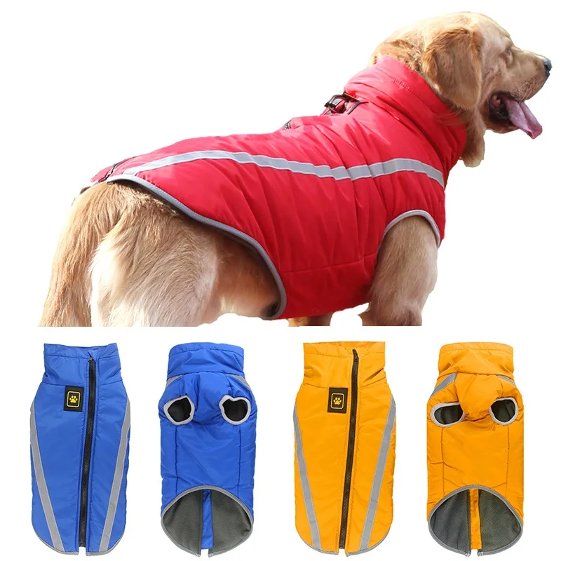 

XL-6XL Big Dog Clothes Large Dogs Winter Jackets Coat Pet Clothing Overalls Waterproof Reflective Padded Fleece Vest Overall