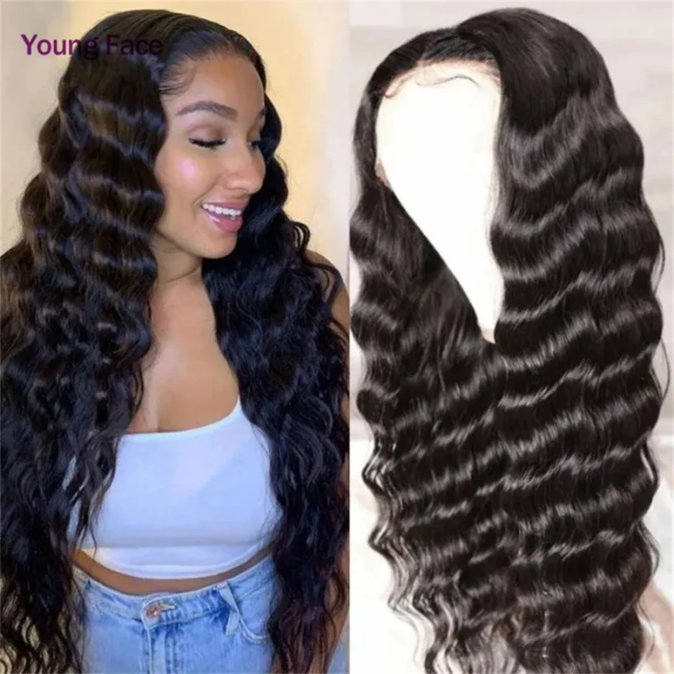 Human Hair 4x4 13x4 Lace Front Loose Deep Wave Wigs Hand Tied Middle Part Pre Plucked Human Hair Wigs With Baby Hair