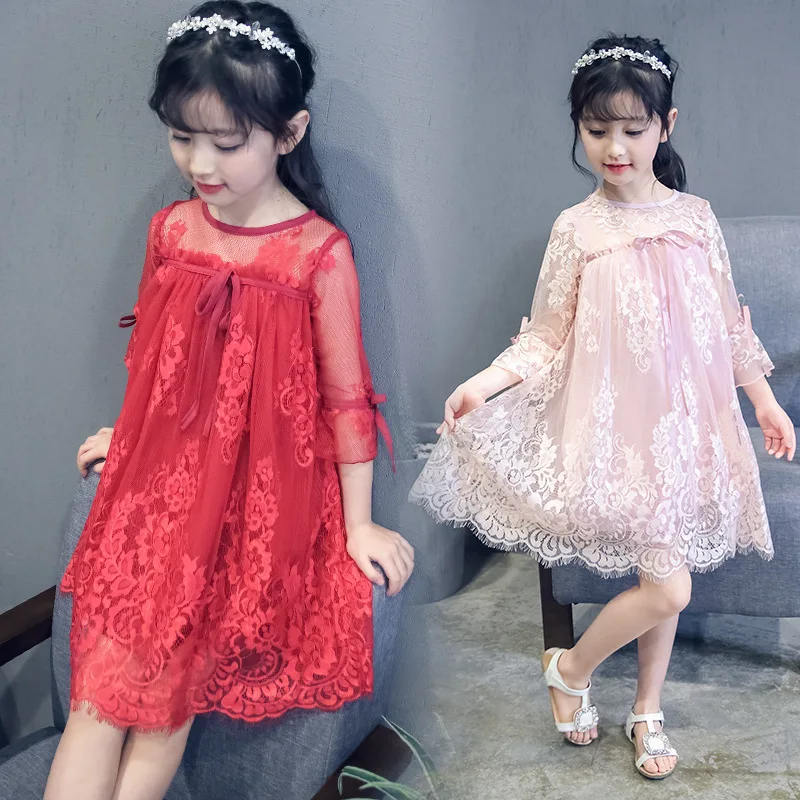 Платья для девочек на вечеринку и свадьбу цветочное Кружевное белое розовое