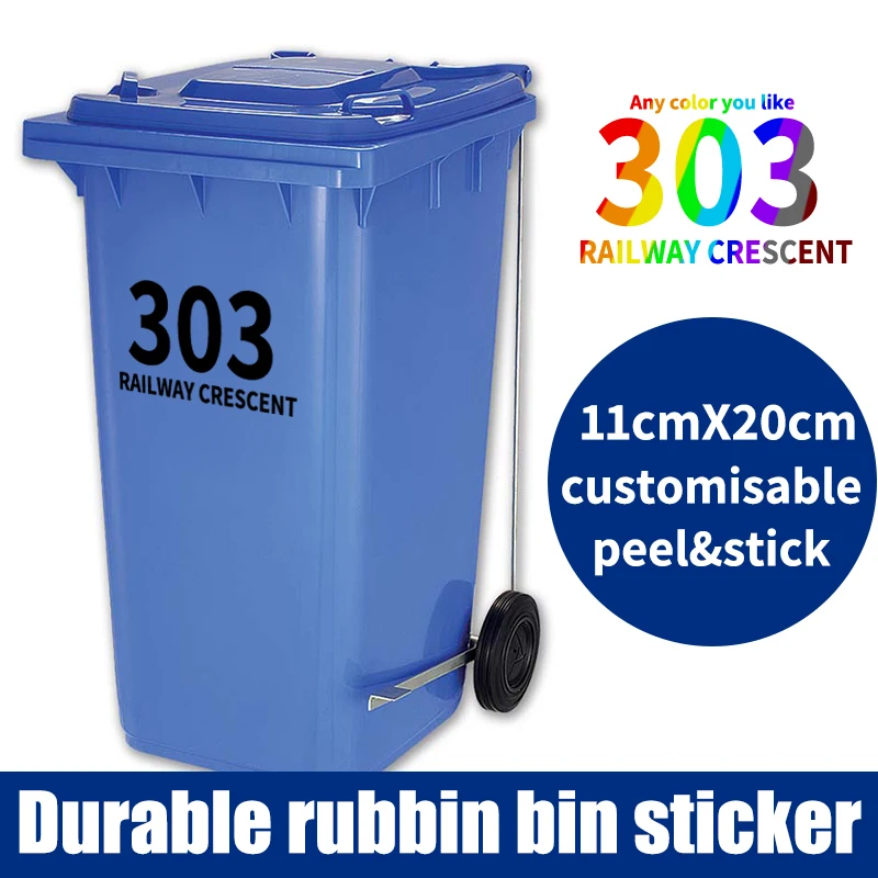 

Мусорная корзина под заказ, наклейка с номером дома и именем улицы, персонализированная мусорная корзина, виниловый Декор