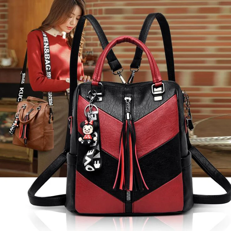 Модные женские рюкзаки, многофункциональная сумка через плечо, высококачественный рюкзак из искусственной кожи, школьная сумка для девоче... от AliExpress RU&CIS NEW