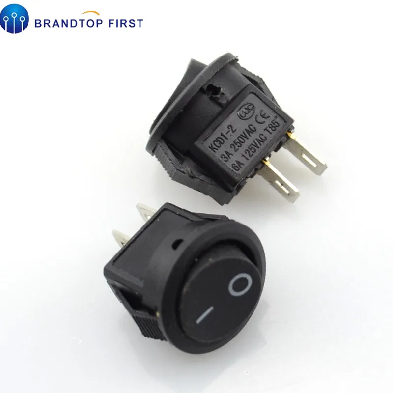 5 шт. 15 мм маленькие круглые черные 2 контактный 3A/250V 6A/125V кулисный переключатель