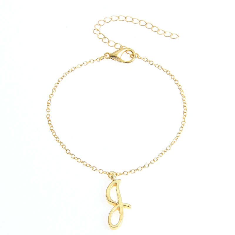 

10PCS Small J Word Letter Bracelet Jewel Gift for Girls Monogram J Name Letter Chain Bracelet Jewelry Accessory
