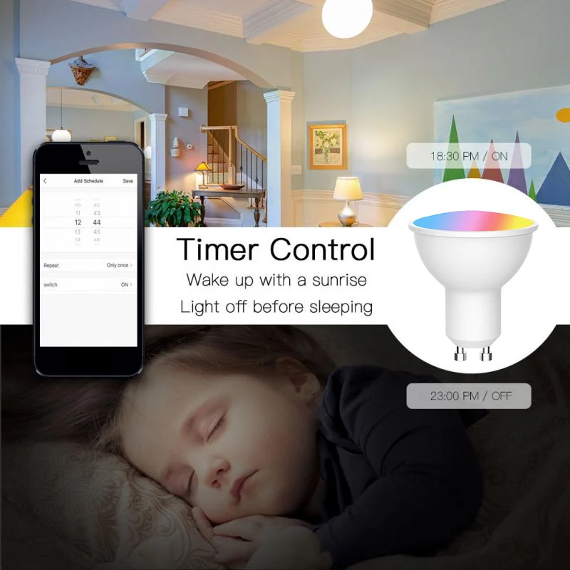

GU10 Spotlight WiFi Smart bulb light 5w RGB+CW 2700-6500K