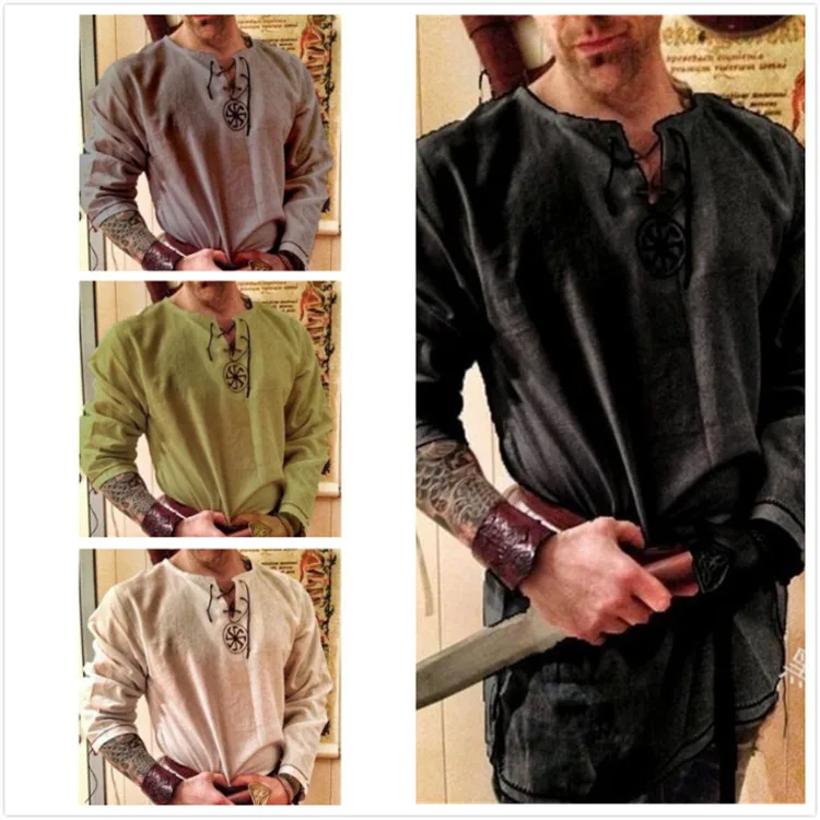 Coldker средневековый рубашка халат Viking мужская одежда В рыцарском стиле ренессанс