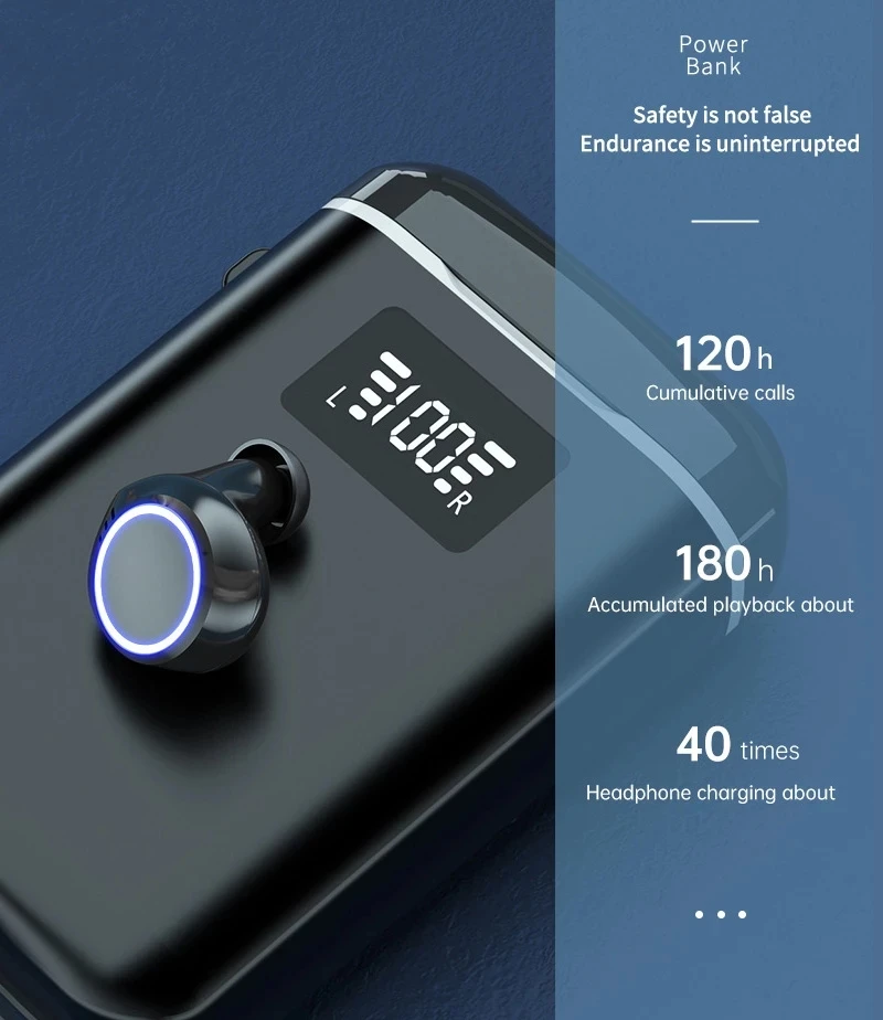 tws wireless earphones bluetooth 5 1 super battery 4000mah powerbank headphones flashlight 3 in 1 ipx7 waterproof gamer earbuds free global shipping