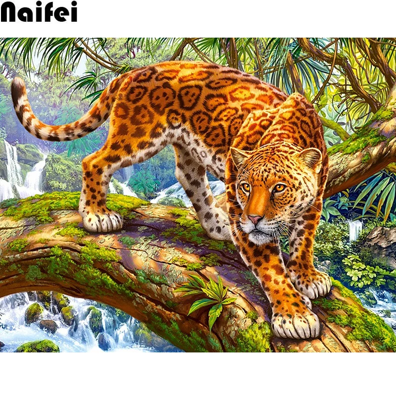 Алмазная живопись 5D сделай сам серия пейзажей большая кошка полная