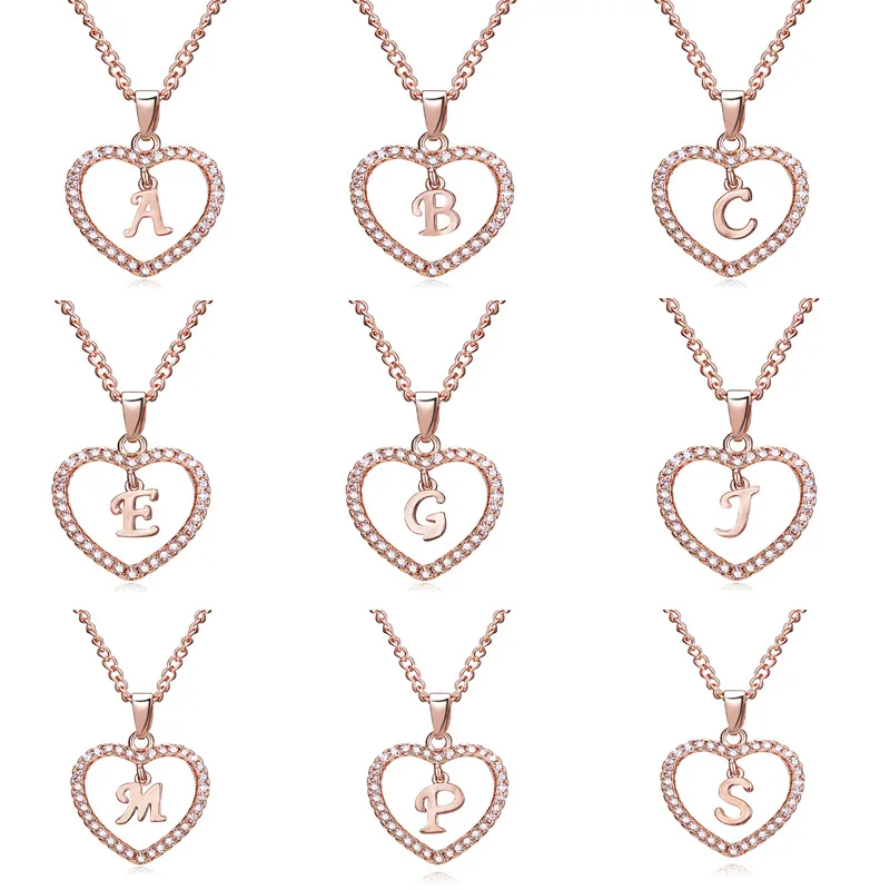Новый 26 надписью слова сердце Детские Inital ожерелье для женщин A Z название письмо