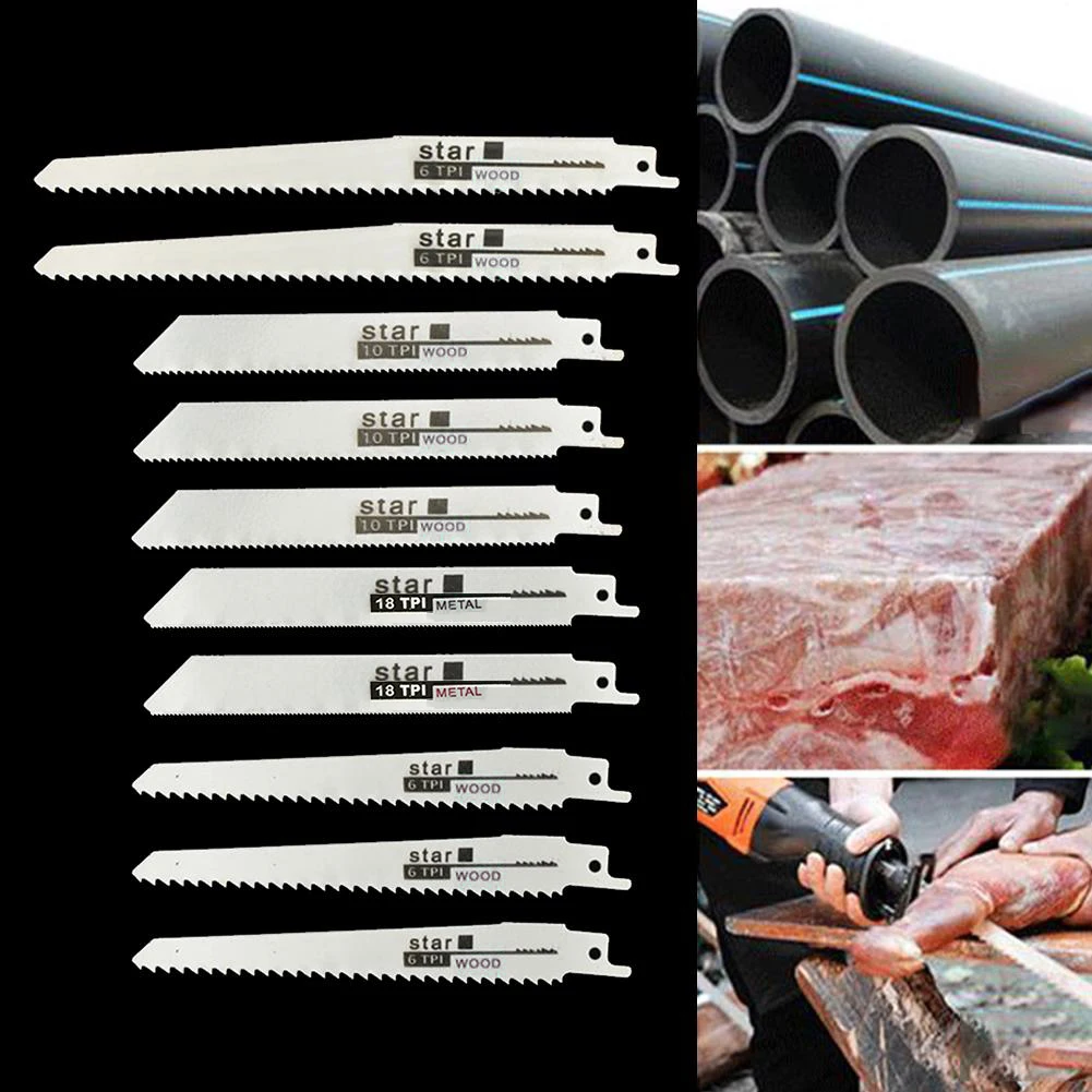 

10pcs Reciprocating Saw Blades Saber Saw Handsaw Multi Saw Blade For Cutting Wood Metal PVC Tube Power Tools Accessories