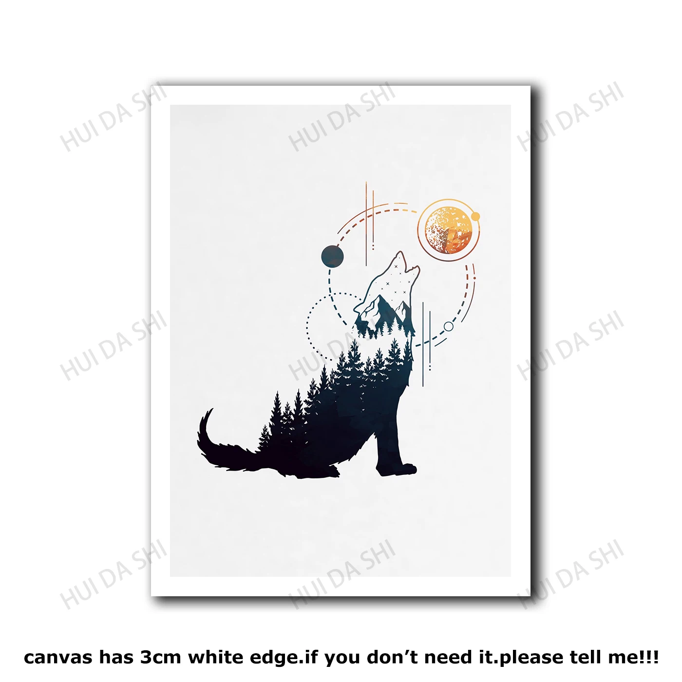 Геометрический принт волка подарки воющая луна Воющий волк геометрический