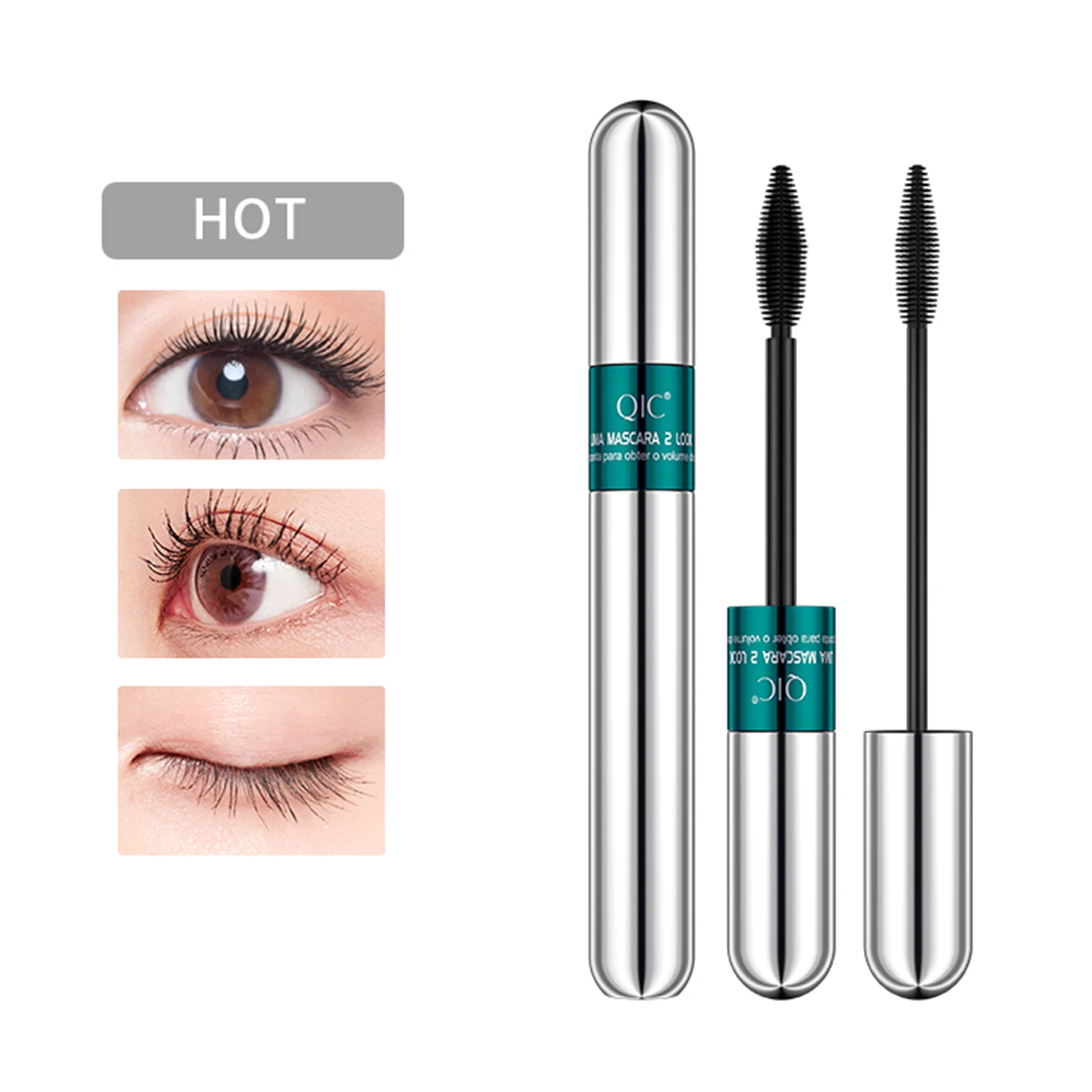 

QIC Double Head Waterproof Mascara 4D Thick Pull Long Curl Eyelashes Liquid Not Easy Dizzy Dye Eye Lashes Quick Waterproof