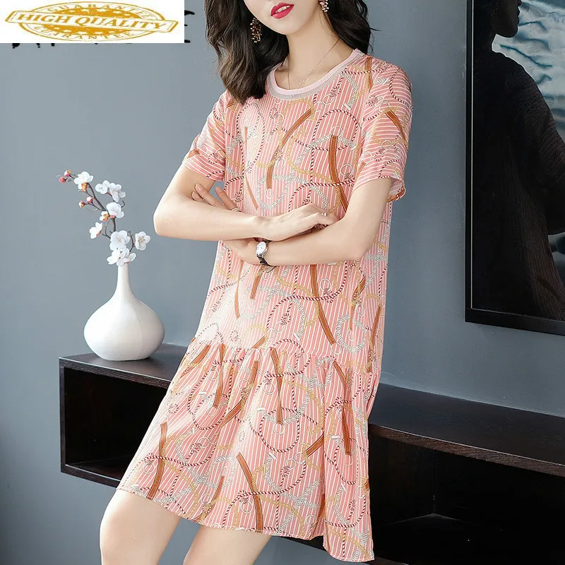 Женское платье из натурального шелка в Корейском стиле модное миди с принтом