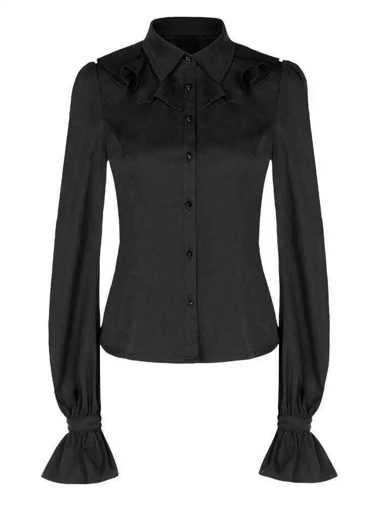 Панк рейв женские воланами воротник с расклешенными рукавами приталенные