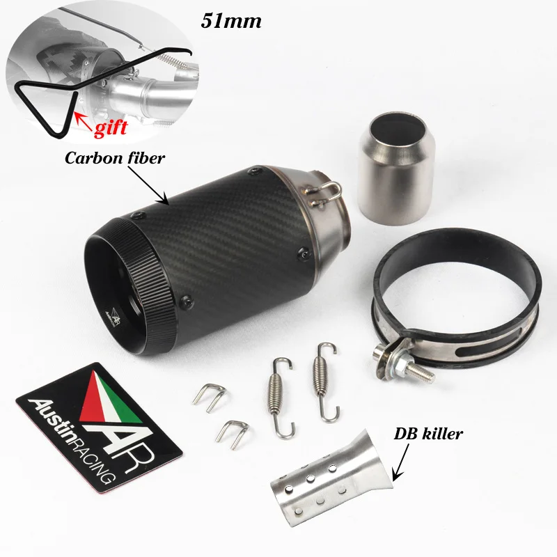 A 51 мм/60 мм мото rcycle выхлопная труба из углеродного волокна выхлопная труба для Auston Racing tubo escapamento de moto для YAMAHA - Цвет: A