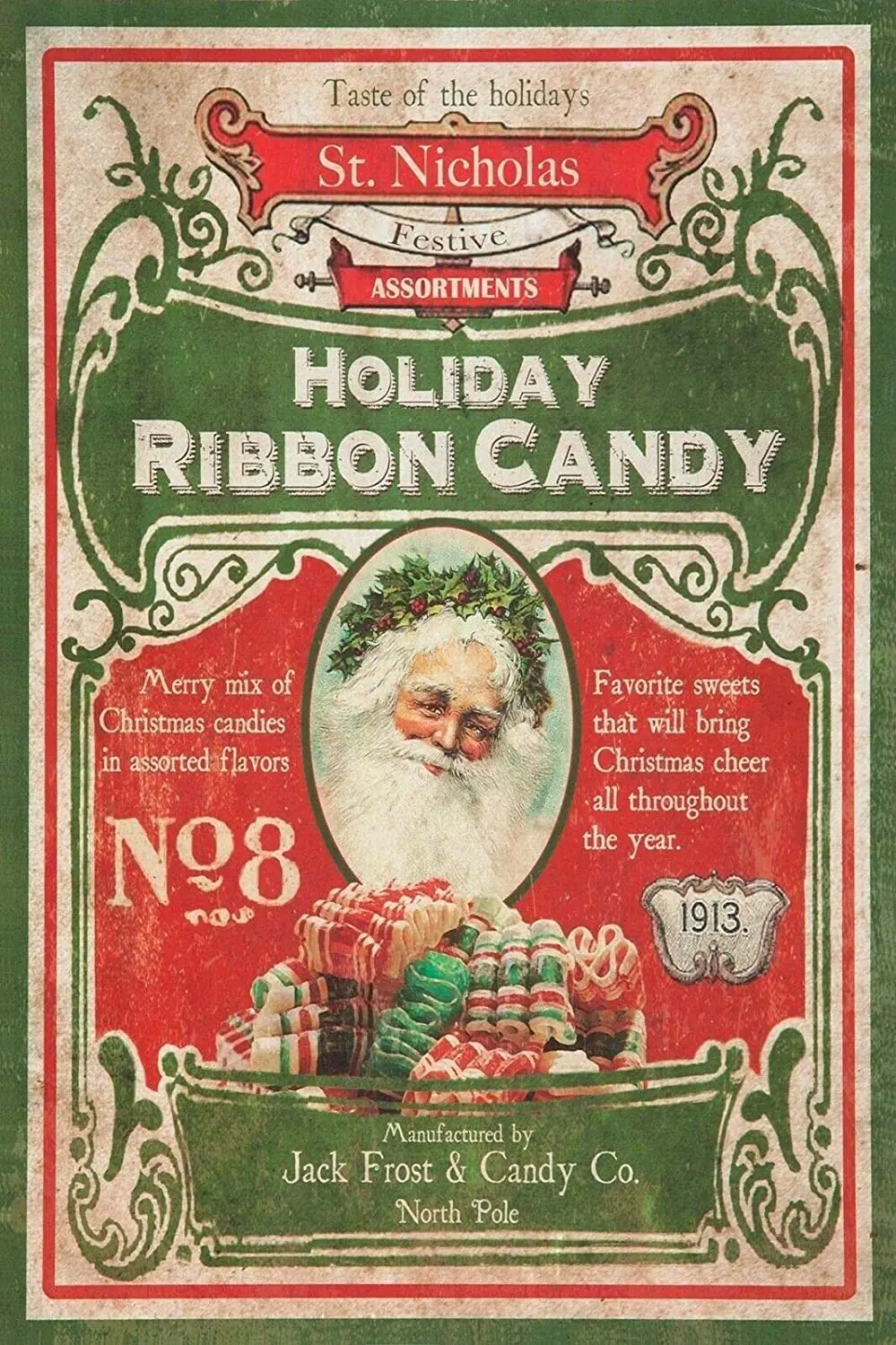 

Christmas Candy 12x8 Inch Vintage Retro Decor Metal Tin Sign