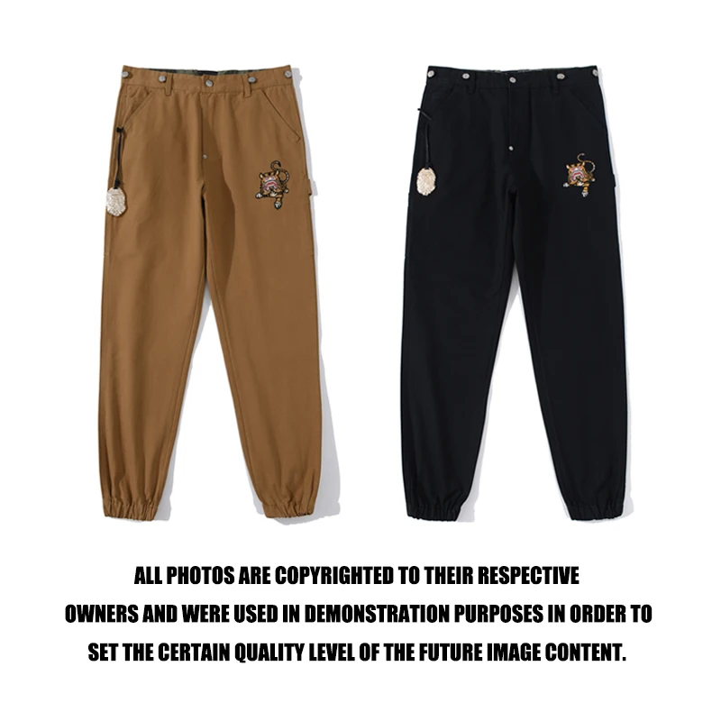 

Shark Head Embroidered Gold Bottle Opener Cargo Pants Black & Brown M~3XL