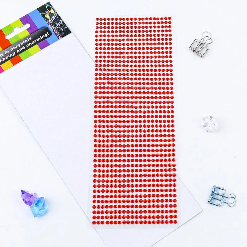 Red 1040 шт./компл. 3 мм самоклеящиеся акриловые Стразы Diy чехол для телефона наклейка на ПК искусство с украшениями в виде кристаллов Стикеры s Скрапбукинг стены автомобиля Стикеры - Цвет: Red