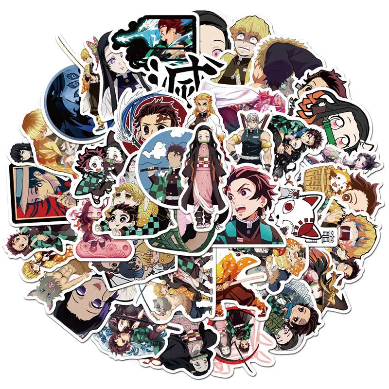 

10/50PCS Cute Demon Slayer kimetsu Japan Anime Decoration Sticker Waterproof Graffiti Sticker Water Cup Skateboard Trolley