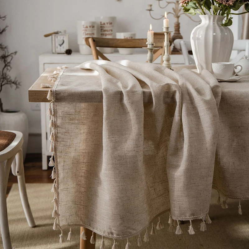 Tassel Table Cloth Cotton and Linen tapete Rectangular Tablecloth for Table nappe de table Table Cover Tafelkleed mantel mesas