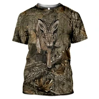 men and women casual funny t shirt camouflage t shirt hunting animal rabbit 3d fashion street clothing short sleeve