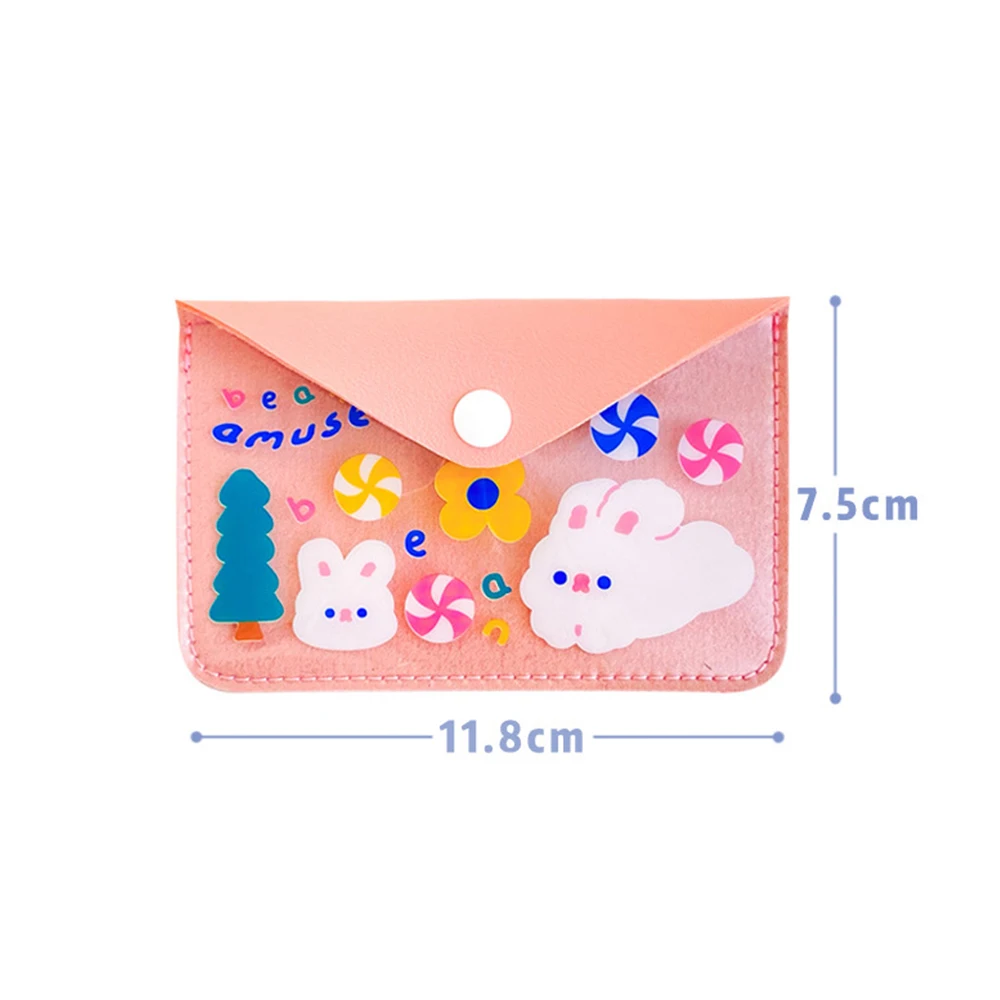

1pc Card Holder Women Card Holder Girls Transparent Card Cute Pink Bunny Yellow Bear Card Package New Pvc Wallet Pu Card Holder