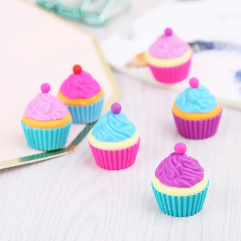 

6pcs/set Kawaii Rubber Cake Dessert Cup Eraser Set For Kids Novelty Stationery P82A