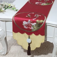 custom fine embroidery fish table runner home decor rectangle coffee table pad christmas party chinese silk brocade tablecloth
