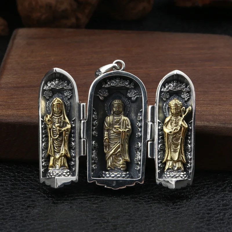 

Real Pure 925 Sterling Silver Women and Men Jewelry Floating Lockets Openable Pendants Talisman Amulet Vintage Buddha Pendant