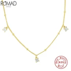 Romad 925 пробы, серебряные ожерелья для ключиц, шикарные три AAAAA ожерелье из циркона, ожерелья для женщин, ювелирные украшения, ожерелье W4