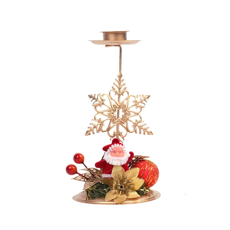 2022 Christmas Candle Holder Santa Claus elk Star Candlestick New Year Table Ornaments Xmas Gift Merry Decor For home | Дом и сад