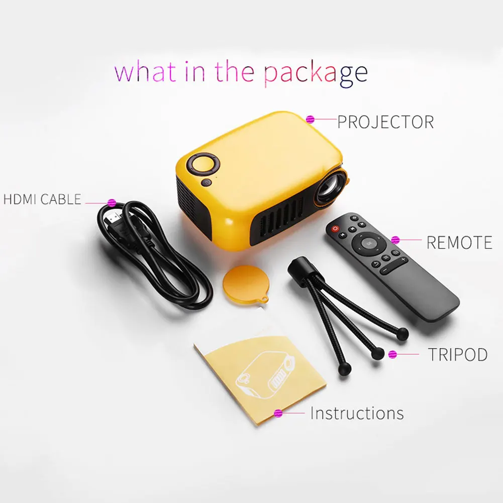 

A2000 Projector 320x240 Pixels 800 Lumens Portable LED Home Multimedia Video Player Built-In Speaker Mini Proyector Laser P7