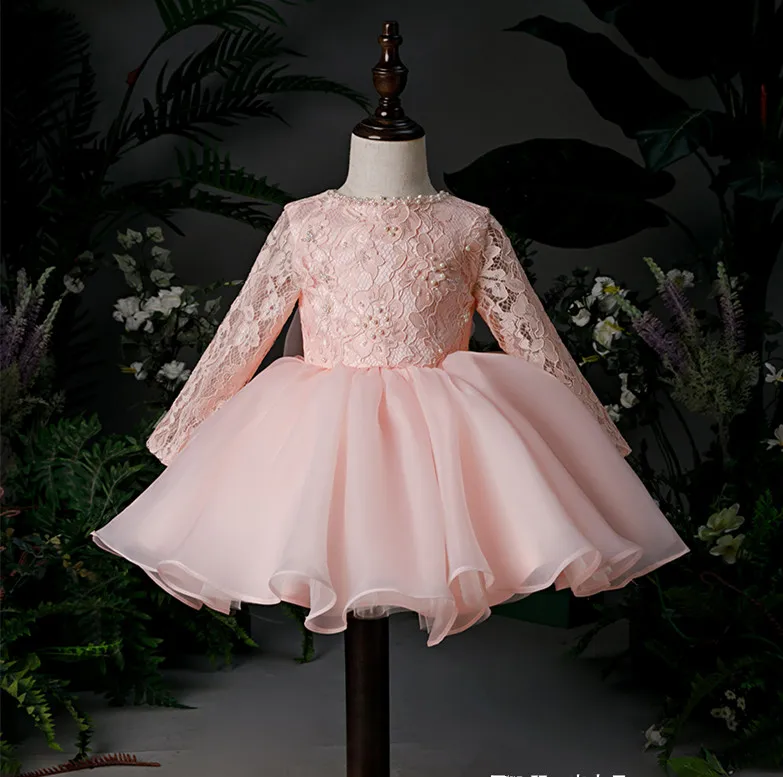 Платье детское с длинным рукавом из тюля кристаллами и бисером | Мать ребенок