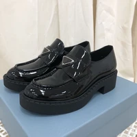 british style women loafers genuine leather slip on women office leather shoes round toe low heels platform women casual shoes