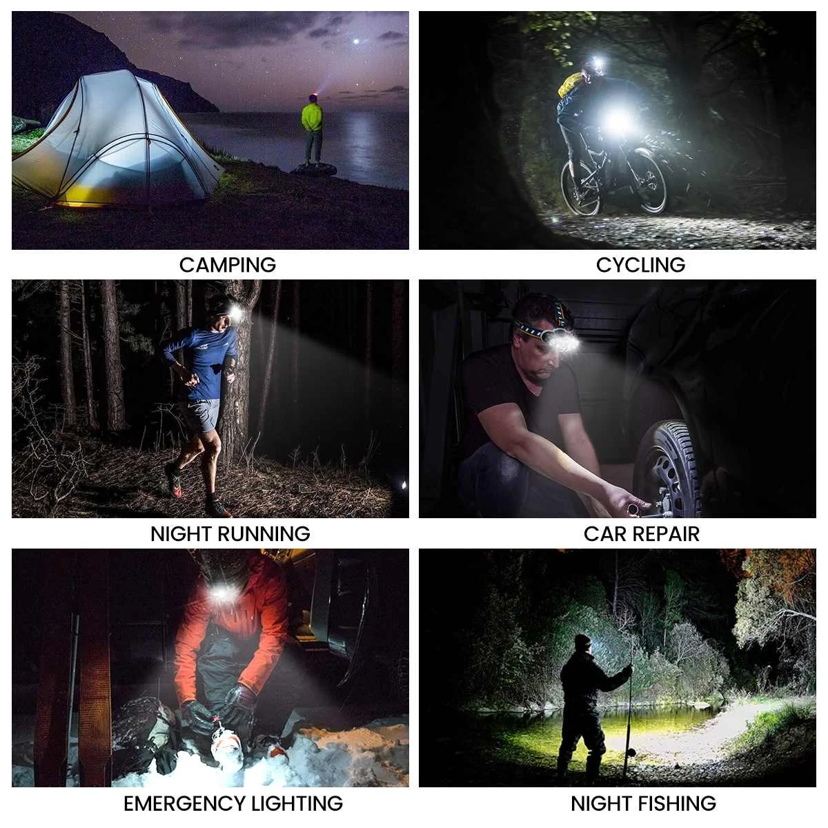 

3300LM 8 Modes LED Rechargeable Headlamp Flashlight Waterproof Head Torch Head Light with Red Light for Fishing Car Repair