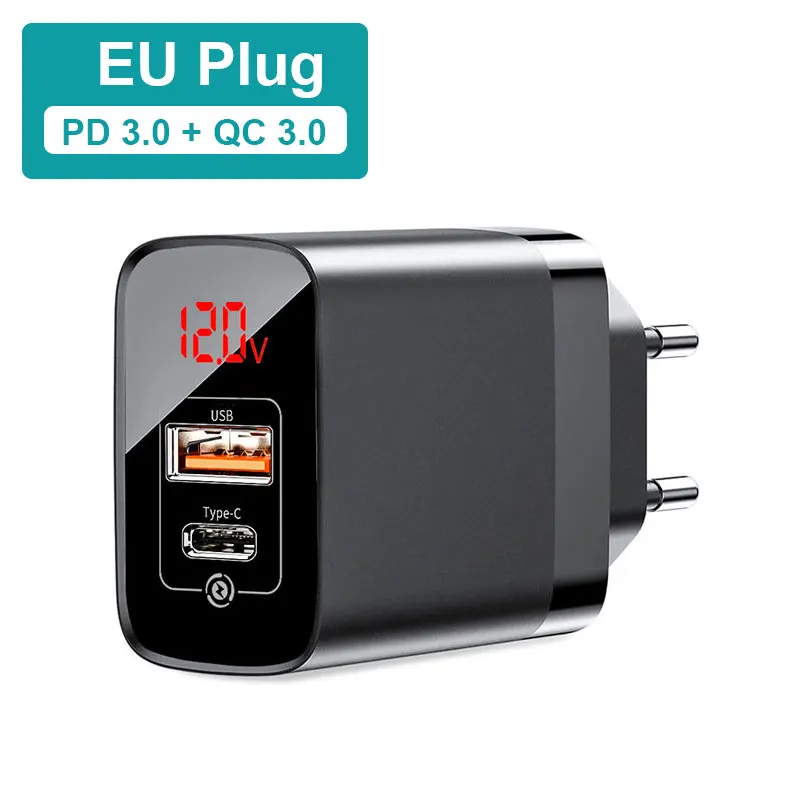 USB PD3.0 QC3.0 EU Baseus 18 Вт type C USB зарядное устройство для iPhone 11 Pro Max Quick Charge 3,0 PD3.0 быстрое зарядное устройство для телефона с FCP AFC для huawei samsung - Тип штекера: USB PD3.0 QC3.0 EU