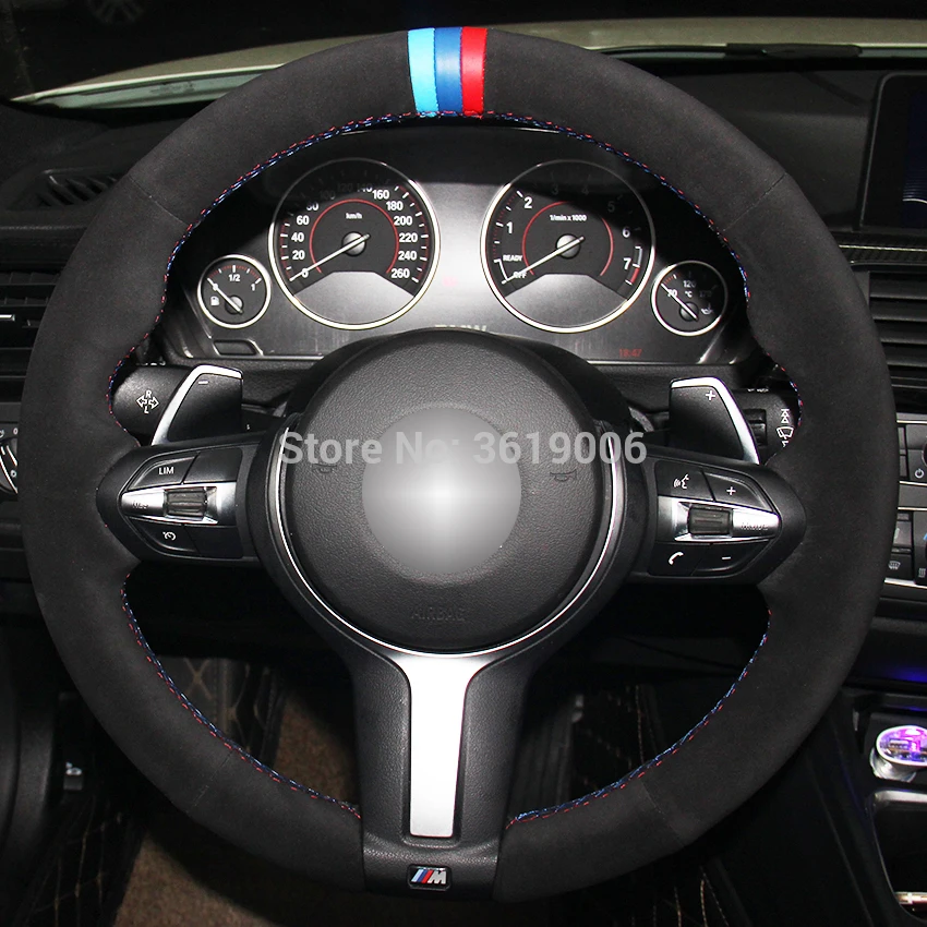 Чехол на руль светильник черный замшевый светлый синий красный маркер для BMW F87 M2