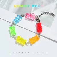 cartoon resin gummy bear bracelet for women girls colorful pendant bracelet summer beach boho jewelry accesorios gifts wholesale